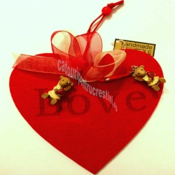 Ornament inima rosie si ursuleti